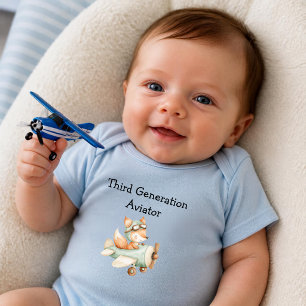 Fuchs fliegt Flugzeug Personalisierter Babyjunge L Baby Strampler