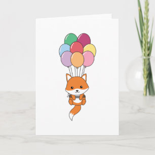 Fuchs fliegt mit farbenfrohen Ballons hoch Karte