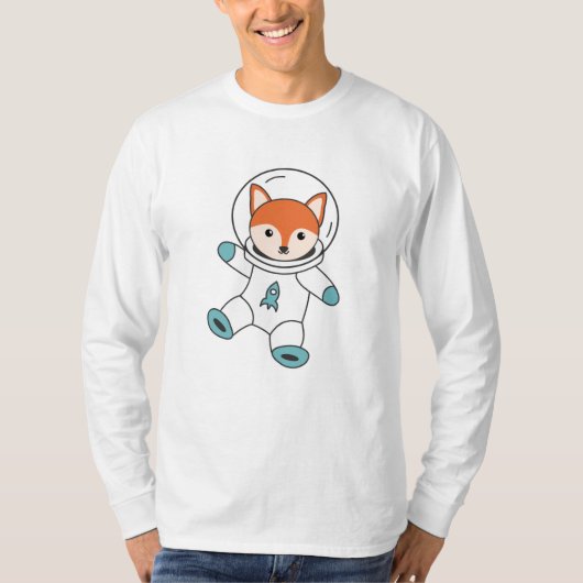 Fuchs Flies In Space As An Astronaut Rocket T-Shirt (Vorderseite)
