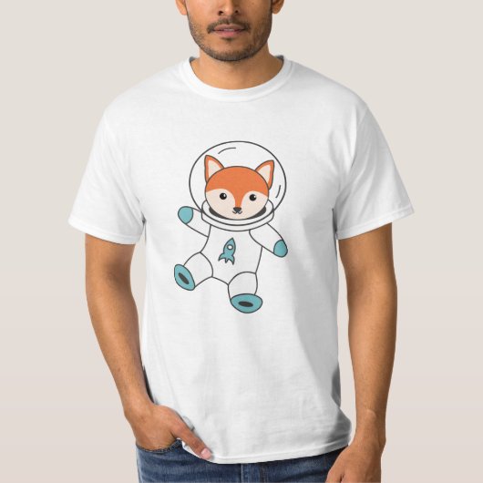 Fuchs Flies In Space As An Astronaut Rocket T-Shirt (Vorderseite)