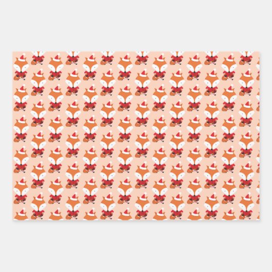 Fuchs Fox Weihnachtsmannmütze Orange Weihnachtsfei Geschenkpapier Set (Vorderseite 2)