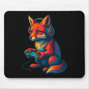 Fuchs-Gaming mit Kopfhörern Lustige Videospiele Ga Mousepad