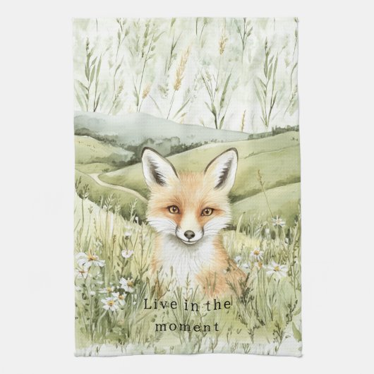 Fuchs Gänseblümchen Blumen Geschirrtuch (Vertikal)