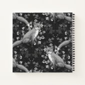 Fuchs, Glockenblumen und Efeu, monochrom, silberne Notizblock (Rückseite)