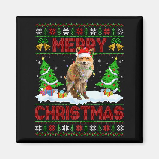 Fuchs hässlicher Weihnachtsschweter lustiger Fuchs Magnet (Vorne)