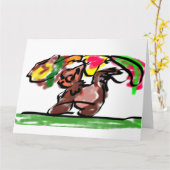 Fuchs Herbst-Latte-Joy Karte (Gelbe Blume)