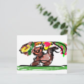 Fuchs Herbst-Latte-Joy Postkarte (Stehend Vorderseite)