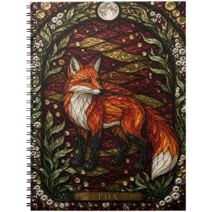 Fuchs Herbstgebüsch Illumina Buntglas Notizblock