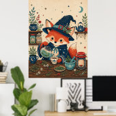 Fuchs-Hexen-Teezubereiter Poster (Heimbüro)