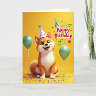 Fuchs-Hund-Party-Geburtstagskarte Karte