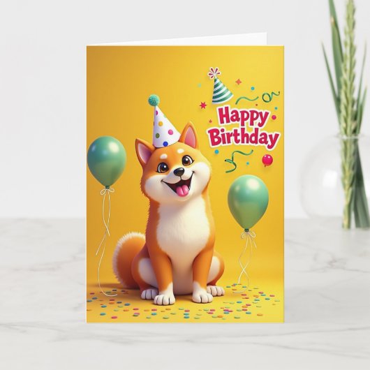 Fuchs-Hund-Party-Geburtstagskarte Karte (Vorderseite)