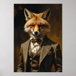 Fuchs im Anzug Kunstprint Lustiger Tier Wandposter Poster