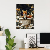 Fuchs im Badewannenposter, Lustiges Tierposter, Fu Poster (Heimbüro)