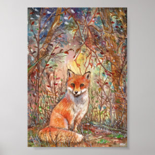 Fuchs im Herbstwald Poster
