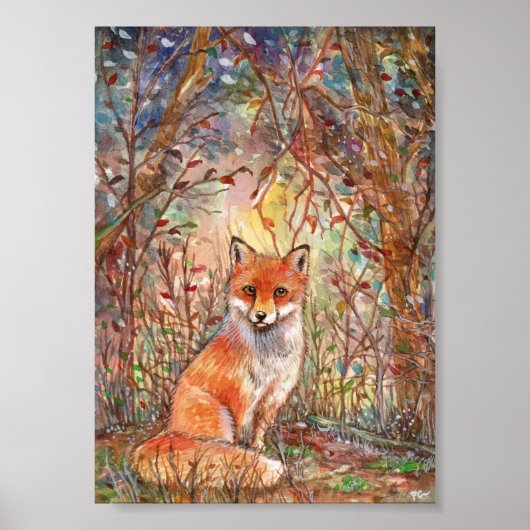 Fuchs im Herbstwald Poster (Vorne)