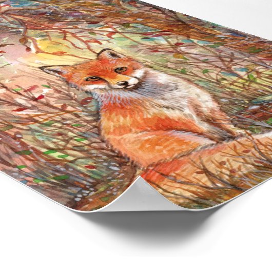 Fuchs im Herbstwald Poster (Ecke)
