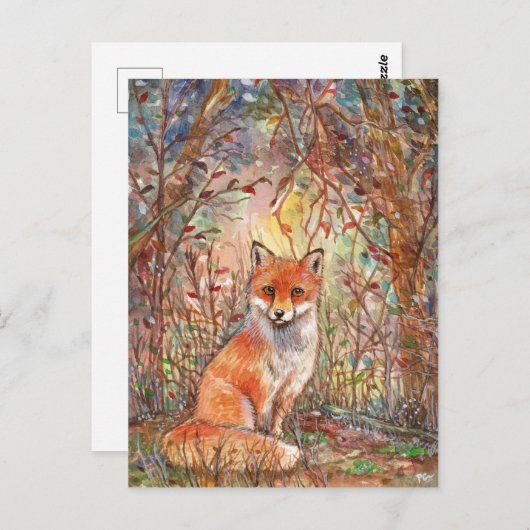 Fuchs im Herbstwald Postkarte (Vorne/Hinten)