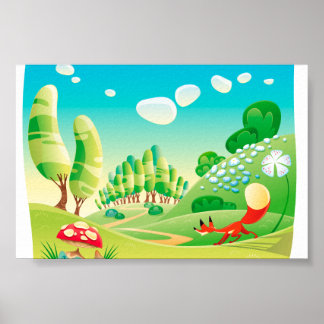 Fuchs im Holz. Poster