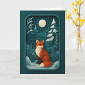 Fuchs im Mondlicht im Schneewald Karte (Gelbe Blume)