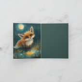 Fuchs im Mondlicht, nächtlicher Wald  Karte (Innenseite)