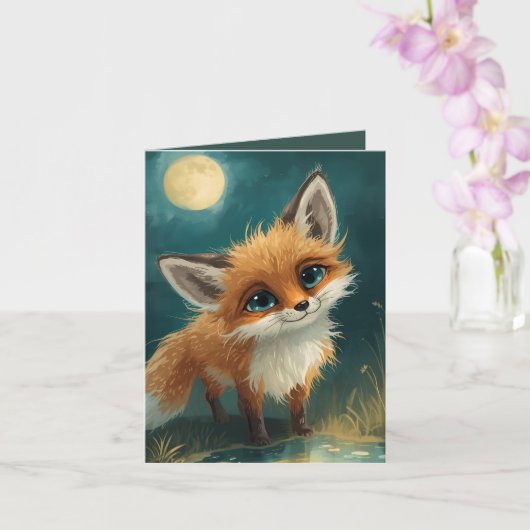 Fuchs im Mondlicht, nächtlicher Wald  Karte (Orchidee)