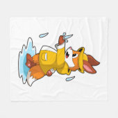Fuchs im Regen mit Regentropfen Fleecedecke (Vorderseite (Horizontal))