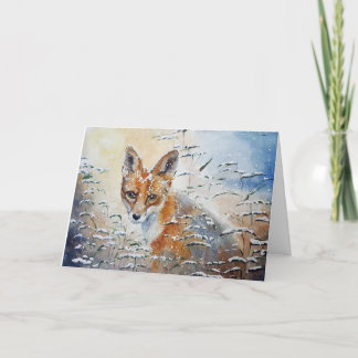 Fuchs im Schnee Weihnachtskarte Feiertagskarte