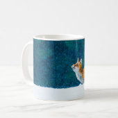 Fuchs im Schneefall. Roter Fuchs, Vulpes vulpes, s Kaffeetasse (Vorderseite Links)