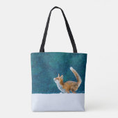 Fuchs im Schneefall. Roter Fuchs, Vulpes vulpes, s Tasche (Rückseite)