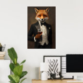 Fuchs im Smoking Poster, Tierposter, Fuchs im Anzu Poster (Heimbüro)
