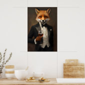 Fuchs im Smoking Poster, Tierposter, Fuchs im Anzu Poster (Küche)