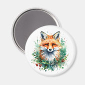 Fuchs im Stechpalmenzweig Magnet (Vorderseite/Rückseite)