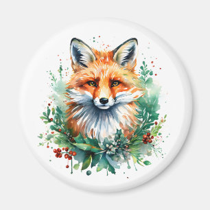 Fuchs im Stechpalmenzweig Magnet