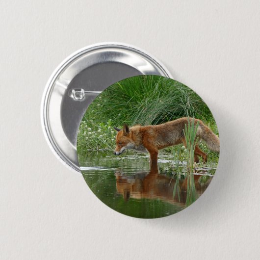 Fuchs im Teich Button (Vorne & Hinten)