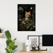 Fuchs im trüben Wald Druck, Fuchs Botanischer Druc Poster (Heimbüro)