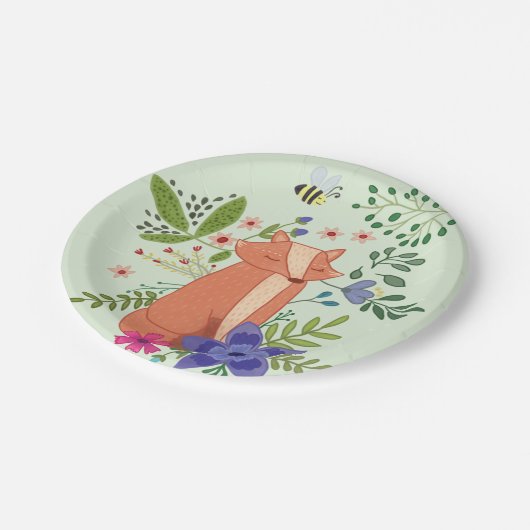 Fuchs im Wald Pappteller (Schrägansicht)