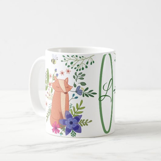 Fuchs im Wald personalisiert  Kaffeetasse (Vorderseite Links)