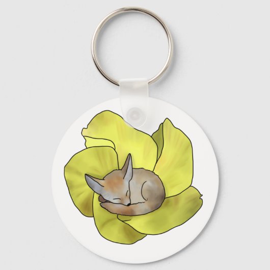 Fuchs in Blüte Schlüsselanhänger (Vorderseite)