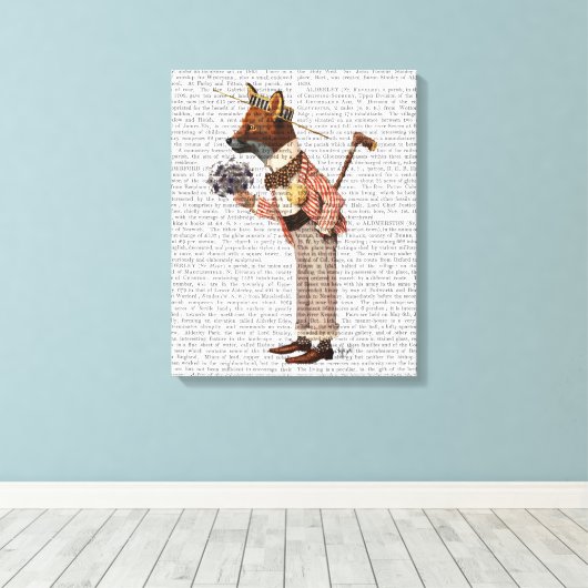 Fuchs in Boater Leinwanddruck (Insitu (Holzboden))