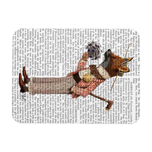 Fuchs in Boater Magnet (Horizontal)