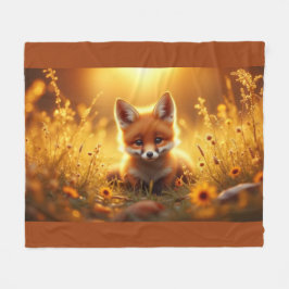 Fuchs in den Blumen bei Sonnenaufgang Fleecedecke