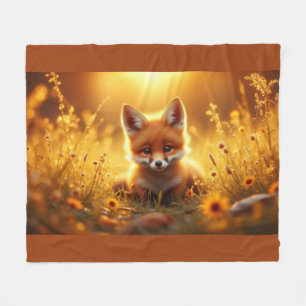Fuchs in den Blumen bei Sonnenaufgang Fleecedecke