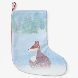 Fuchs in einem schneebedeckten Waldstrumpf Kleiner Weihnachtsstrumpf