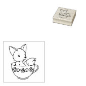 Fuchs in einem Teacup Gummistempel (Stempel)