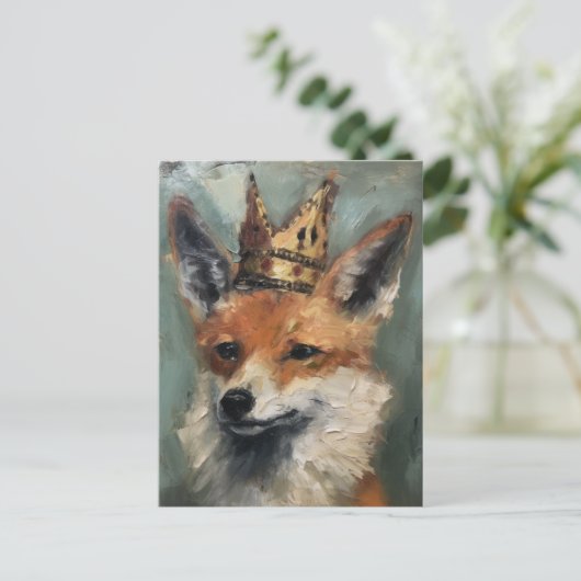Fuchs in einer Krone Postkarte (Stehend Vorderseite)