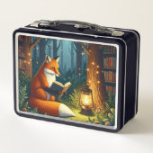Fuchs in einer magischen Wald Bibliothek Metall Brotdose (Rückseite)