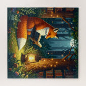 Fuchs in einer magischen Wald Bibliothek Puzzle (Horizontal)