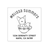 Fuchs in einer Teetasse Arch-Adresse Gummistempel (Prägung)