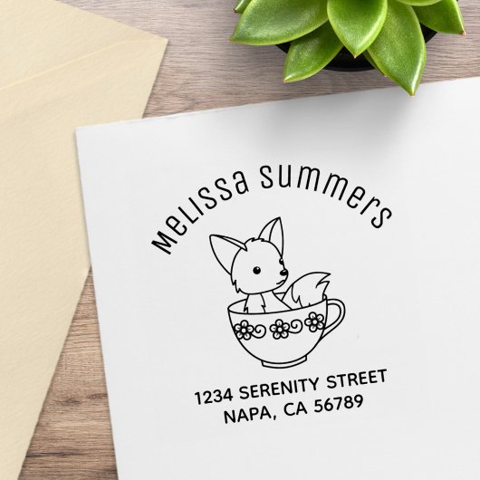 Fuchs in einer Teetasse Arch-Adresse Gummistempel