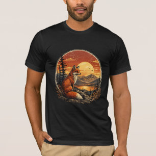 Fuchs in Vintage-Sonnenuntergang Retro-Wildlife He T-Shirt